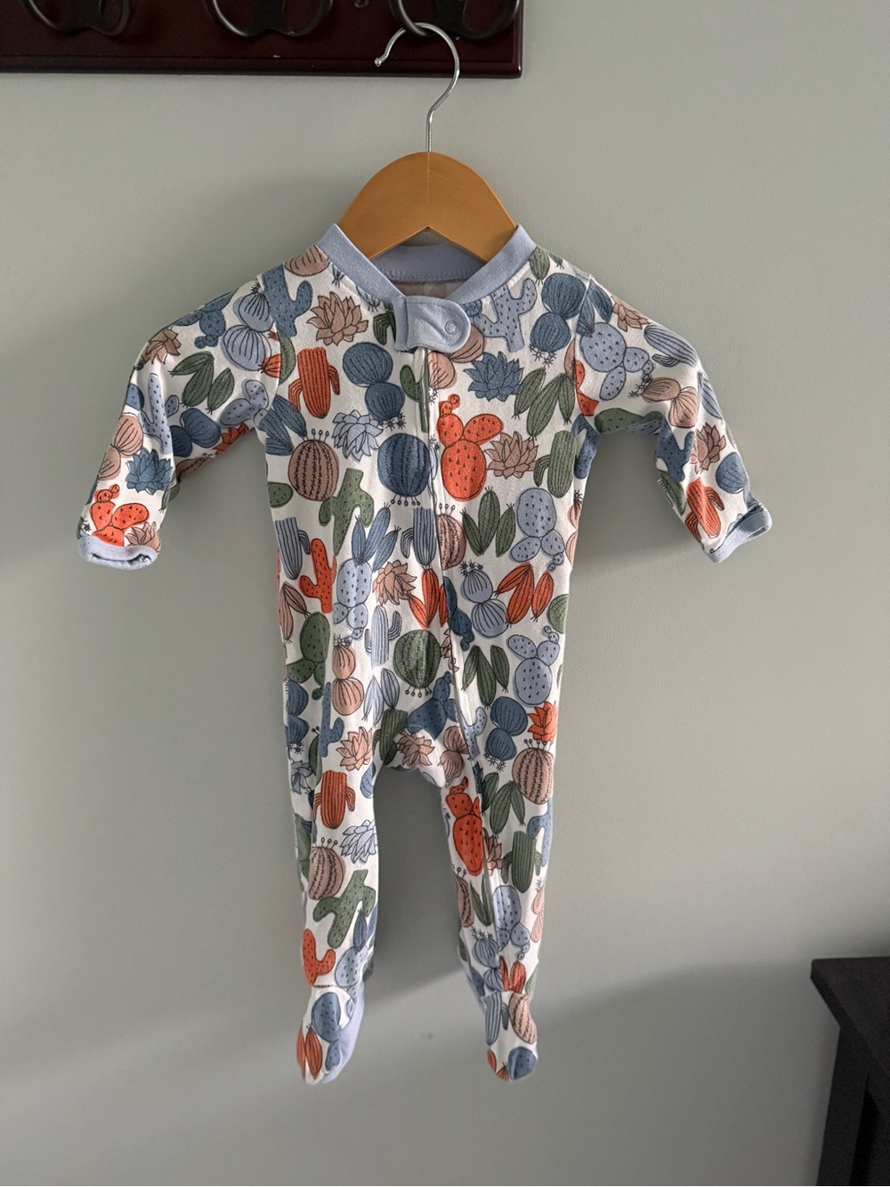 Baby One-Piece Footed Pajama in Multi Cactus Print-100% Organic Cotton, 3-6 m